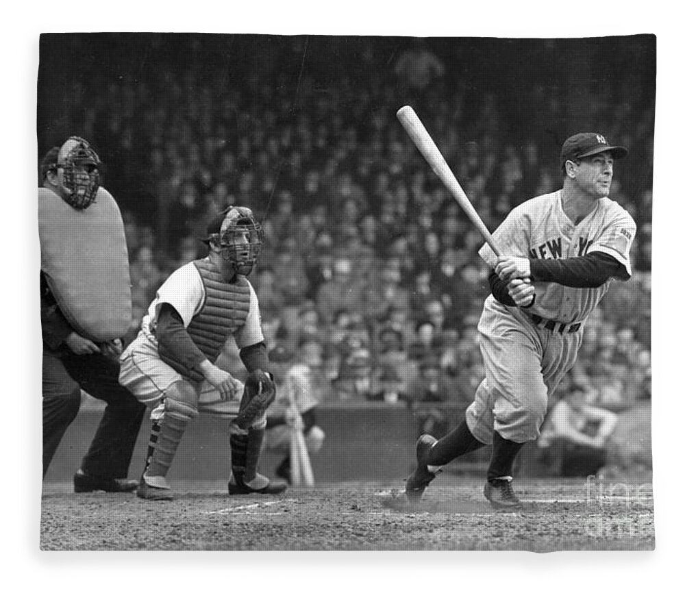 Lou Fleece Blanket featuring the photograph Lou Gehrig by Action