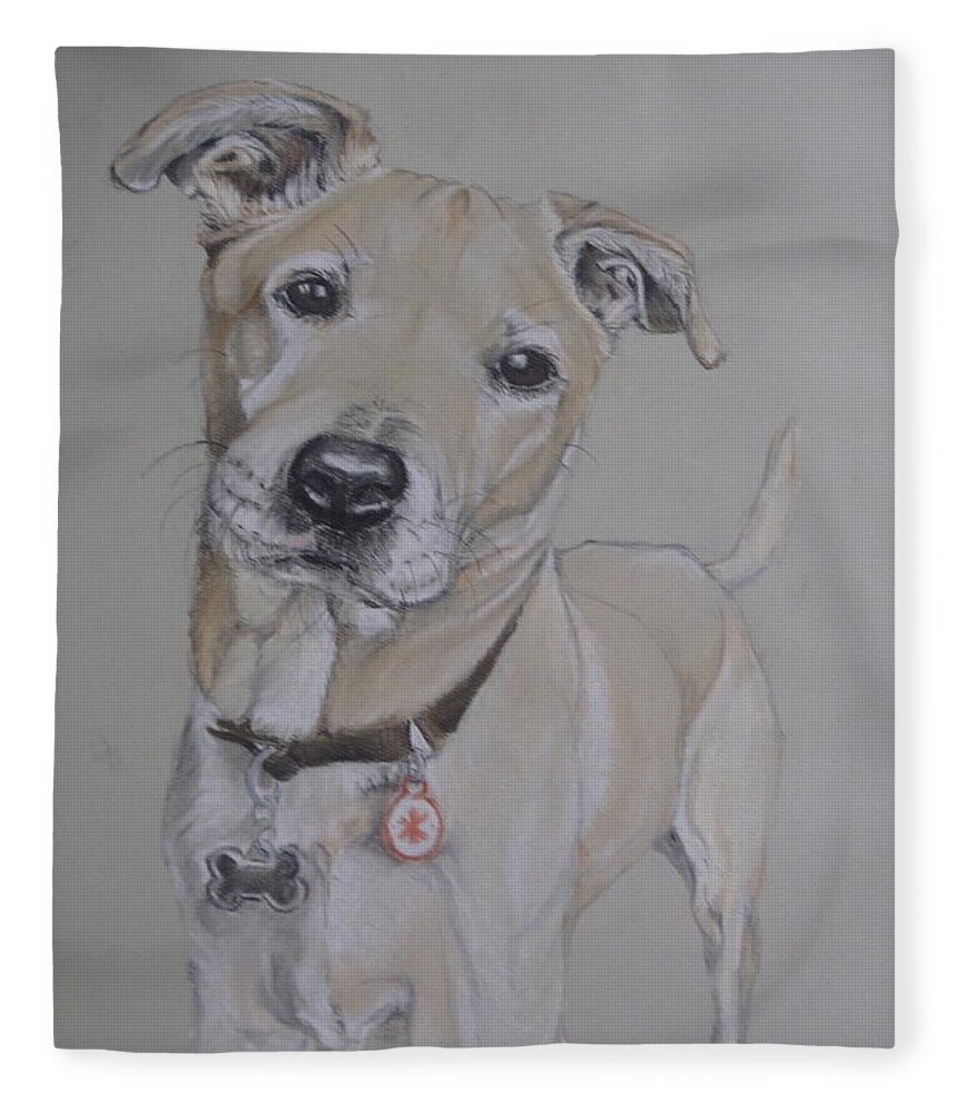 Puppy Fleece Blanket featuring the pastel Louie by Teresa Smith