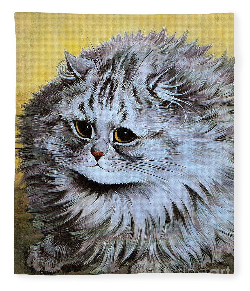 Louis Wain Sitting Cat Print Fleece Blanket