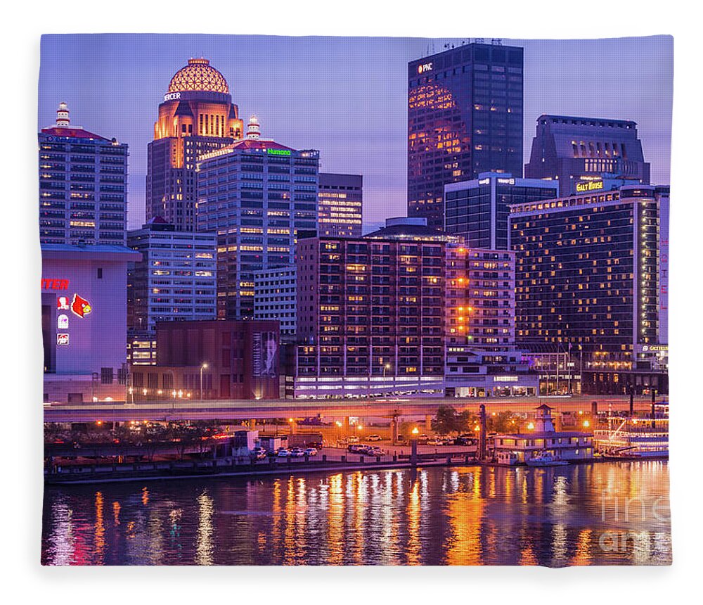 Louisville Skyline at Sunset - Kentucky Fleece Blanket by Gary Whitton -  Gary Whitton - Website