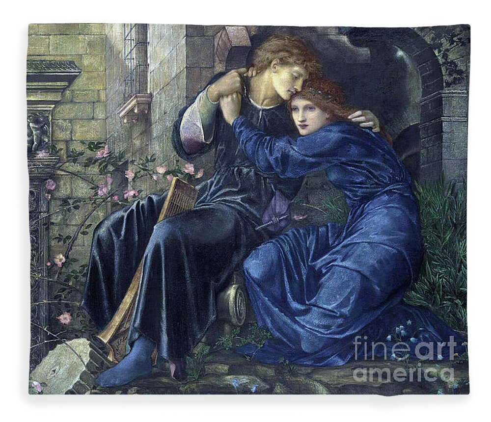 Pre-raphaelite Fleece Blanket featuring the painting Love among the Ruins 1870 by Edward Coley Burne Jones