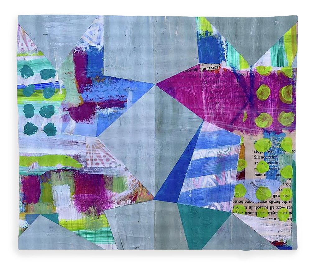 Stars Fleece Blanket featuring the painting Love Bugs by Cyndie Katz