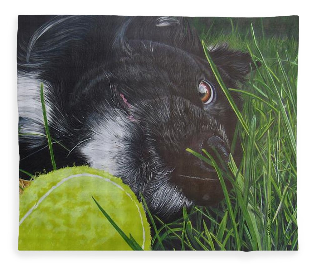 Dog Fleece Blanket featuring the drawing Love for the Game by Kelly Speros