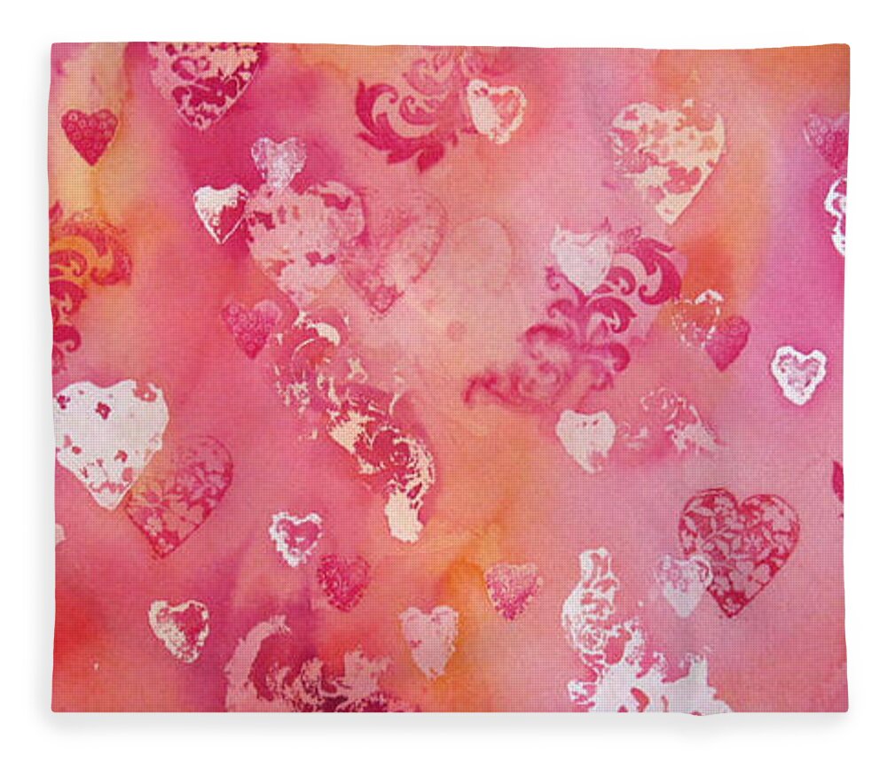 Love Fleece Blanket featuring the painting Love is in the Air by Liana Yarckin