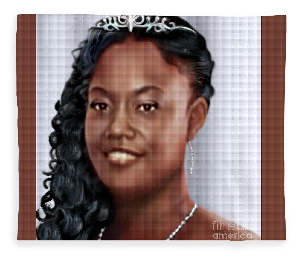 African American Bride Fleece Blanket featuring the painting Lovely Trena Up Close and Personal by Reggie Duffie