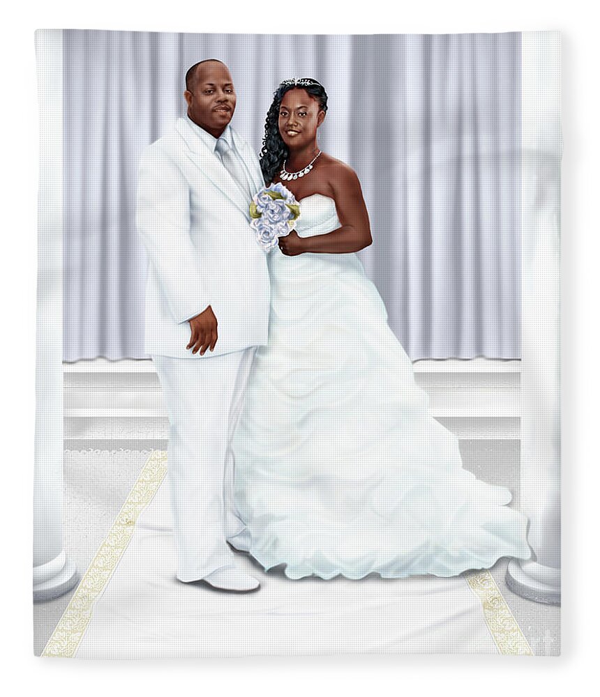 Wedding Painting Fleece Blanket featuring the painting Lovely Trena Wedding Day A4 by Reggie Duffie