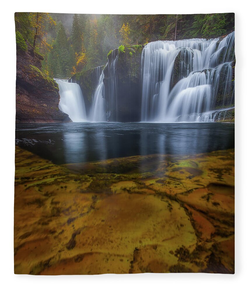 Pacific Northwest Fleece Blanket featuring the photograph Lower Lewis River Falls by Darren White