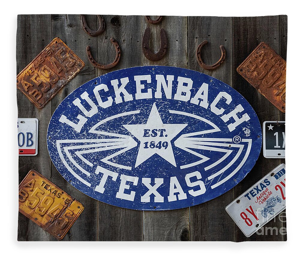 Luckenbach Sign Fleece Blanket featuring the photograph Luckenbach Sign by Bee Creek Photography - Tod and Cynthia