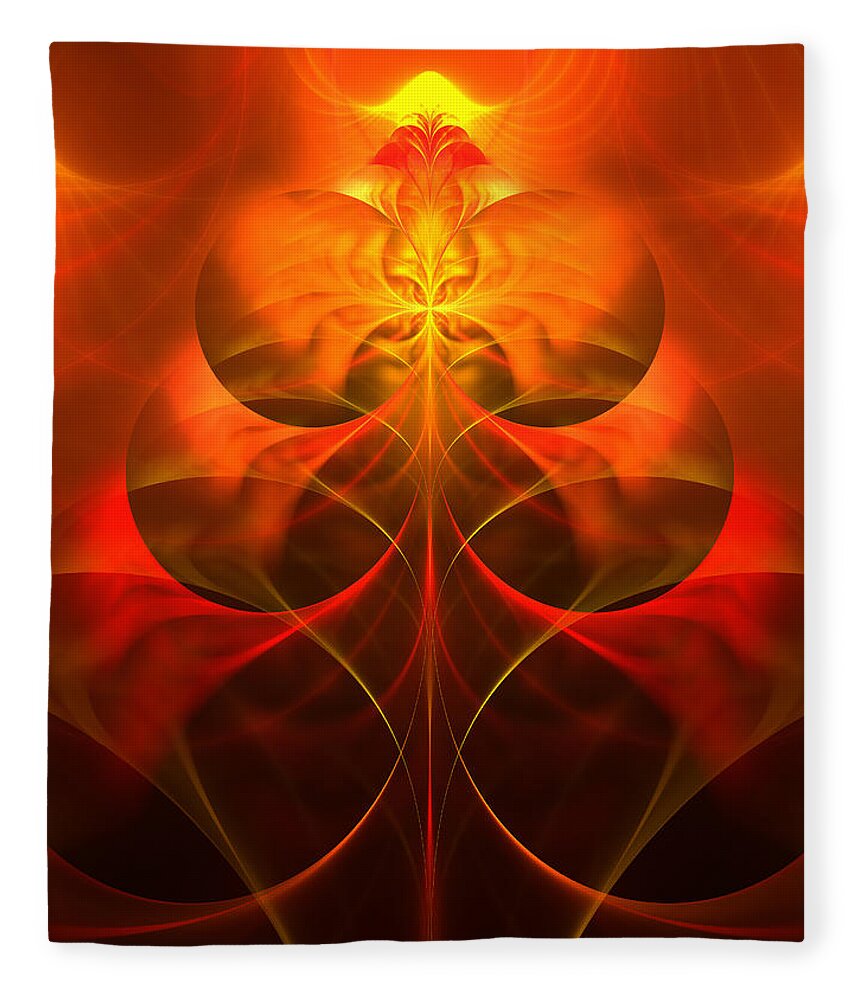 Fractal Fleece Blanket featuring the digital art Fire Element #5 by Mary Ann Benoit