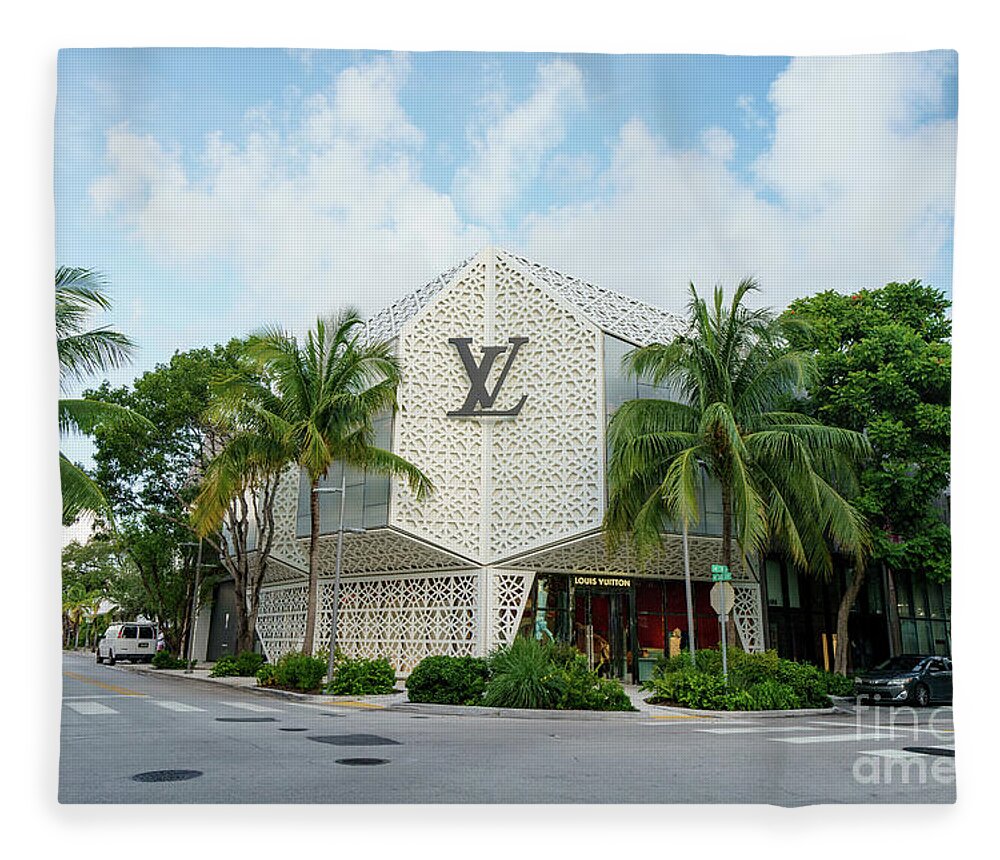 LV Louis Vuitton Design District Miami Fleece Blanket by Felix