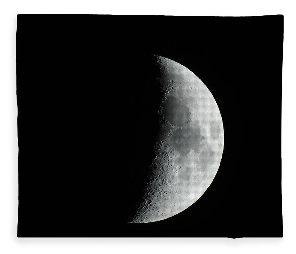 Moon Fleece Blanket featuring the photograph M Mouse on Quarter Moon by Russ Considine