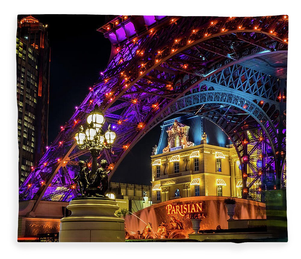 Hotel Fleece Blanket featuring the photograph Macau at Night by Arj Munoz