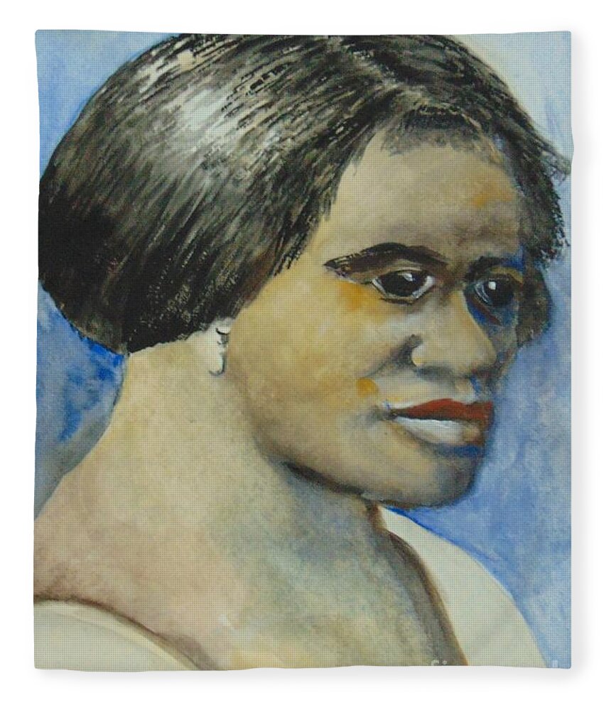 Beauty Products Fleece Blanket featuring the painting Madam CJ Walker by Saundra Johnson