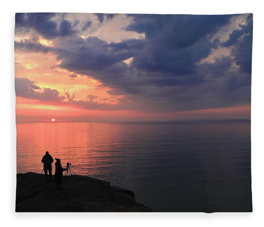 Lake Superior Fleece Blanket featuring the photograph Madeline Island Sunrise by Dorsey Northrup