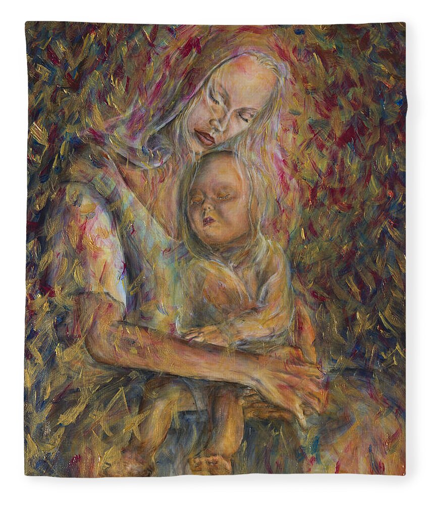 Mother Fleece Blanket featuring the painting Madonna and Child by Nik Helbig