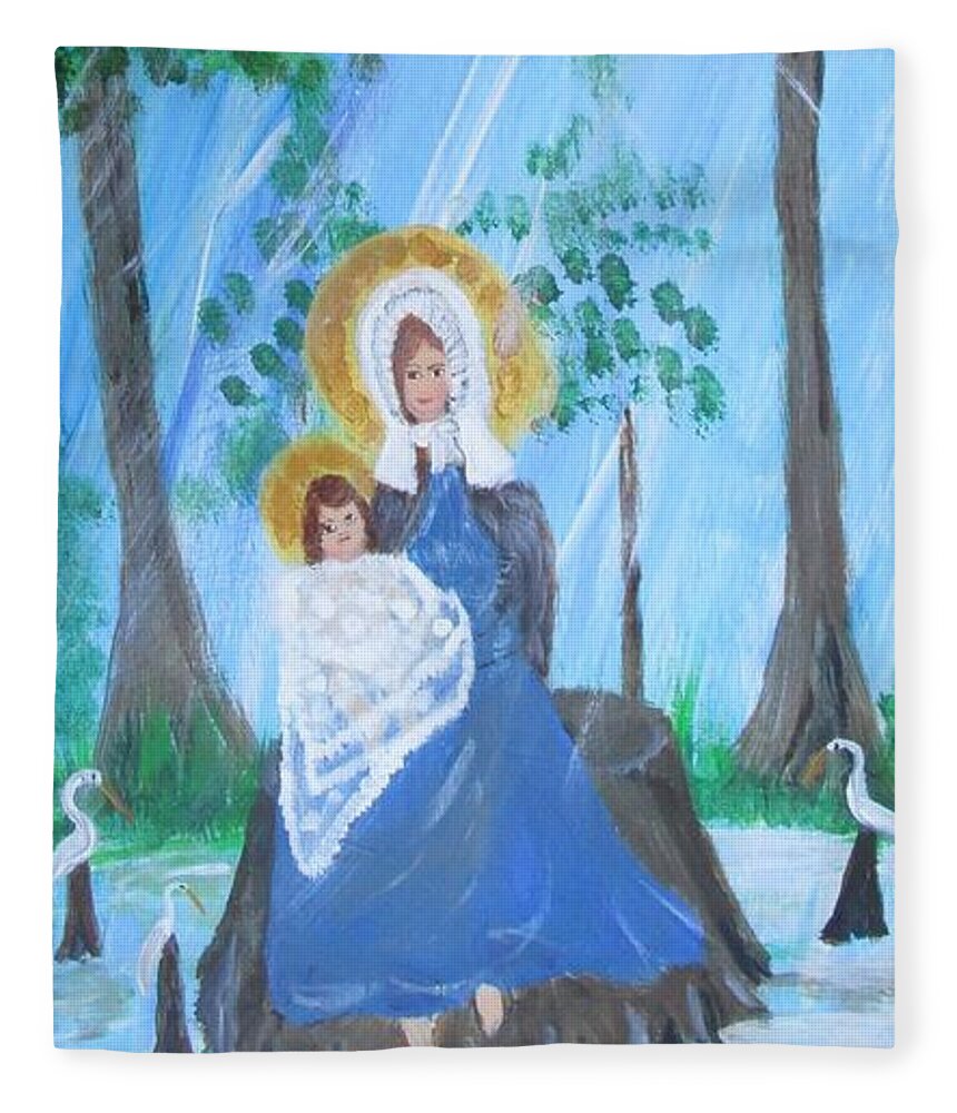 Madonna Fleece Blanket featuring the painting Madonna of the Swamp by Seaux-N-Seau Soileau