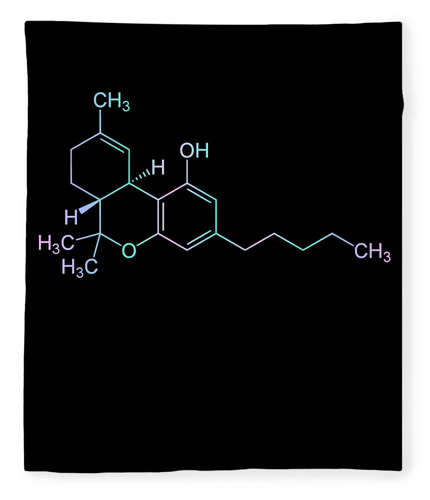 Weed Fleece Blanket featuring the digital art Magical THC Molecule Cannabis by Flippin Sweet Gear