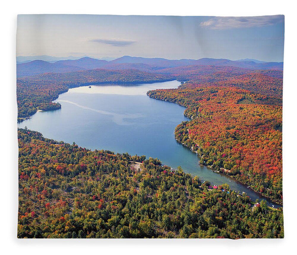 Fall Foliage Fleece Blanket featuring the photograph Maidstone Lake, Vermont - September 2020 by John Rowe