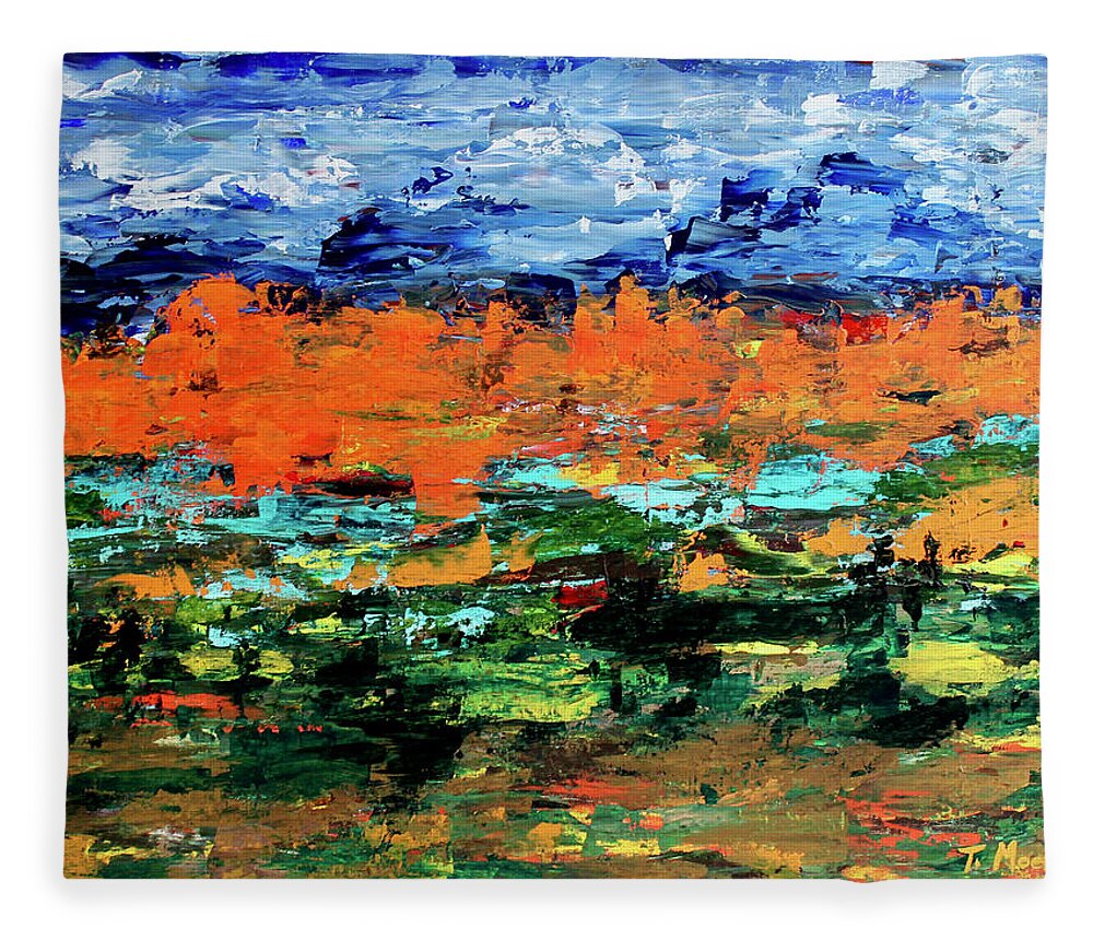 Abstract Fleece Blanket featuring the painting Majestic Mountains 1 by Teresa Moerer