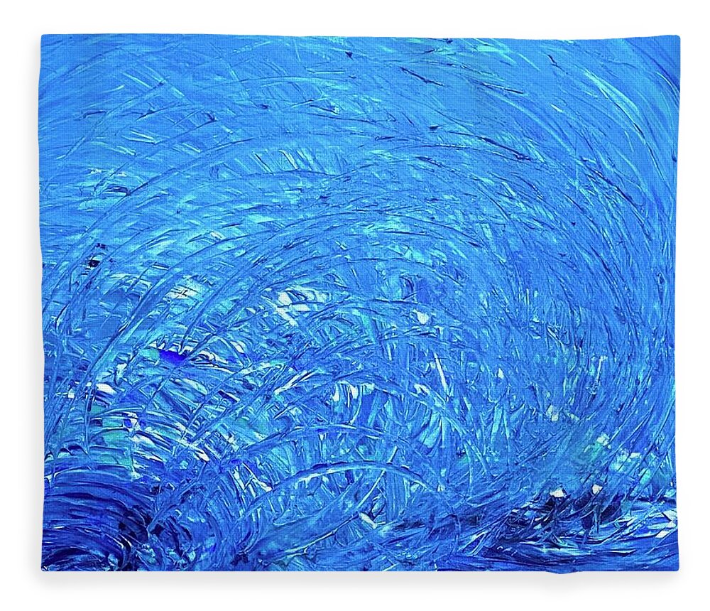 Water Fleece Blanket featuring the painting Making Big Waves Flow Codes by Anjel B Hartwell