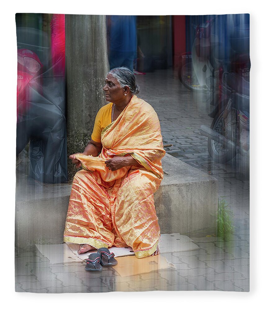 Woman Fleece Blanket featuring the photograph Malay Lady by Elaine Teague