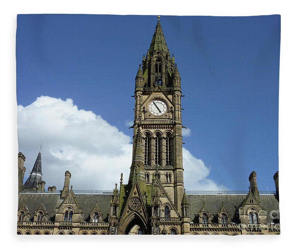 Manchester Fleece Blanket featuring the photograph Manchester town hall by Pics By Tony