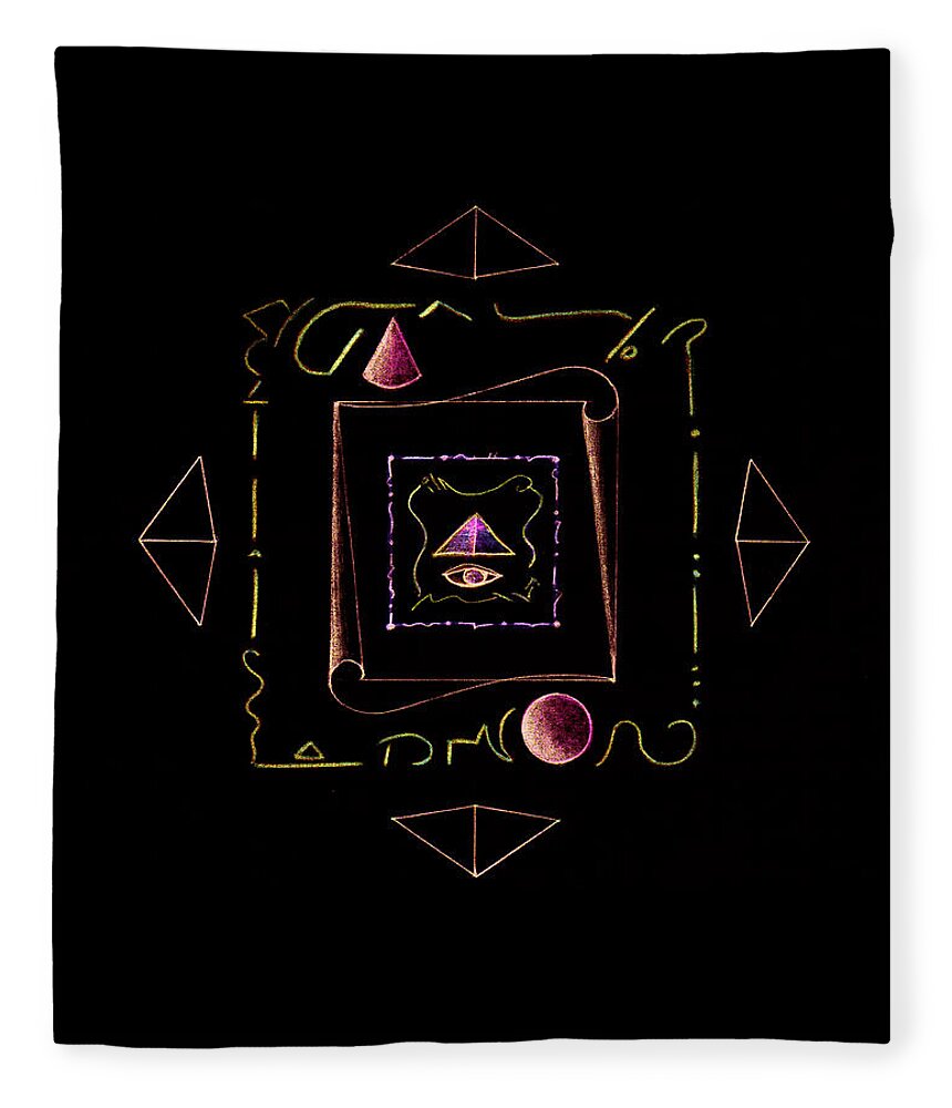 Mandala Fleece Blanket featuring the drawing Mandala Illuminatus by Raymond Fernandez