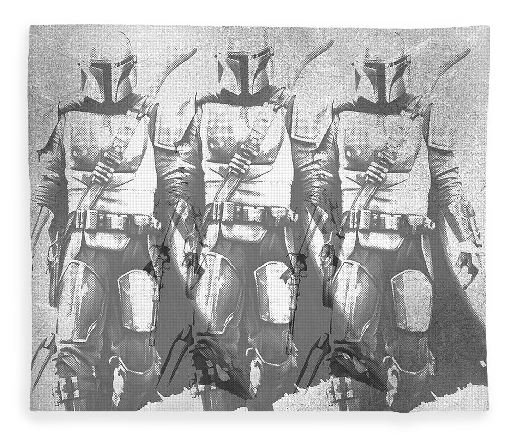Storm Trooper Fleece Blanket featuring the painting Mandalorian Star Wars Elvis Warhol by Tony Rubino