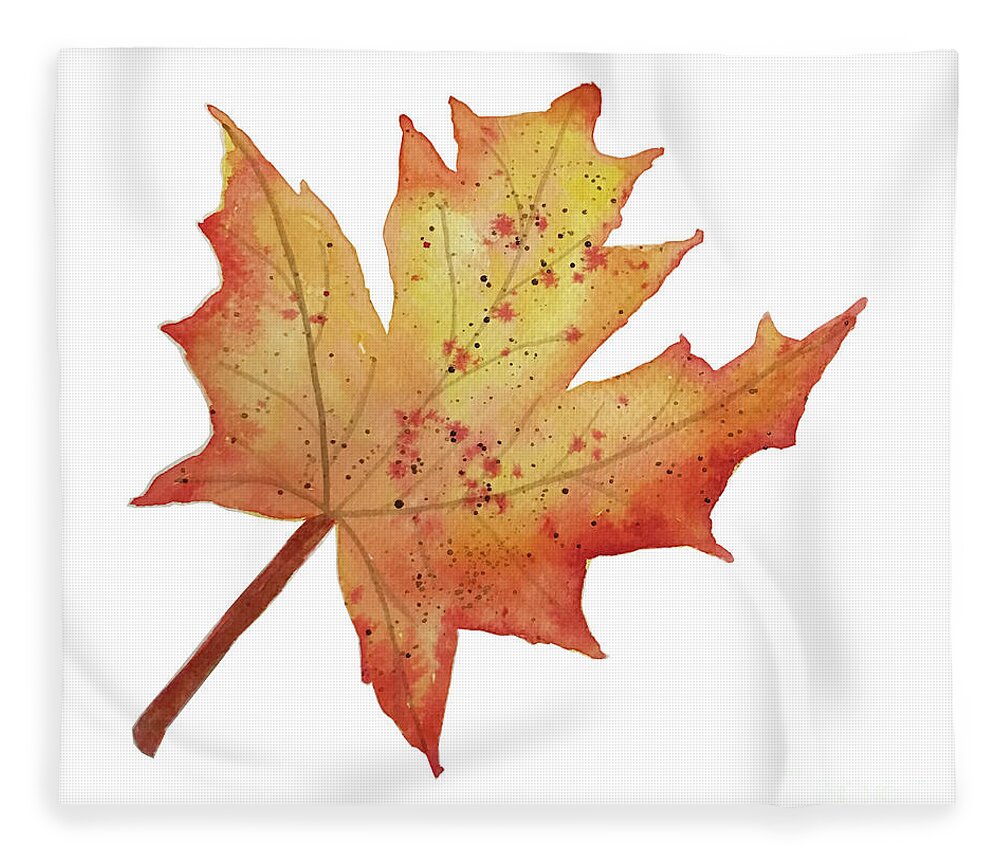 Maple Leaf Fleece Blanket featuring the painting Maple Leaf by Lisa Neuman