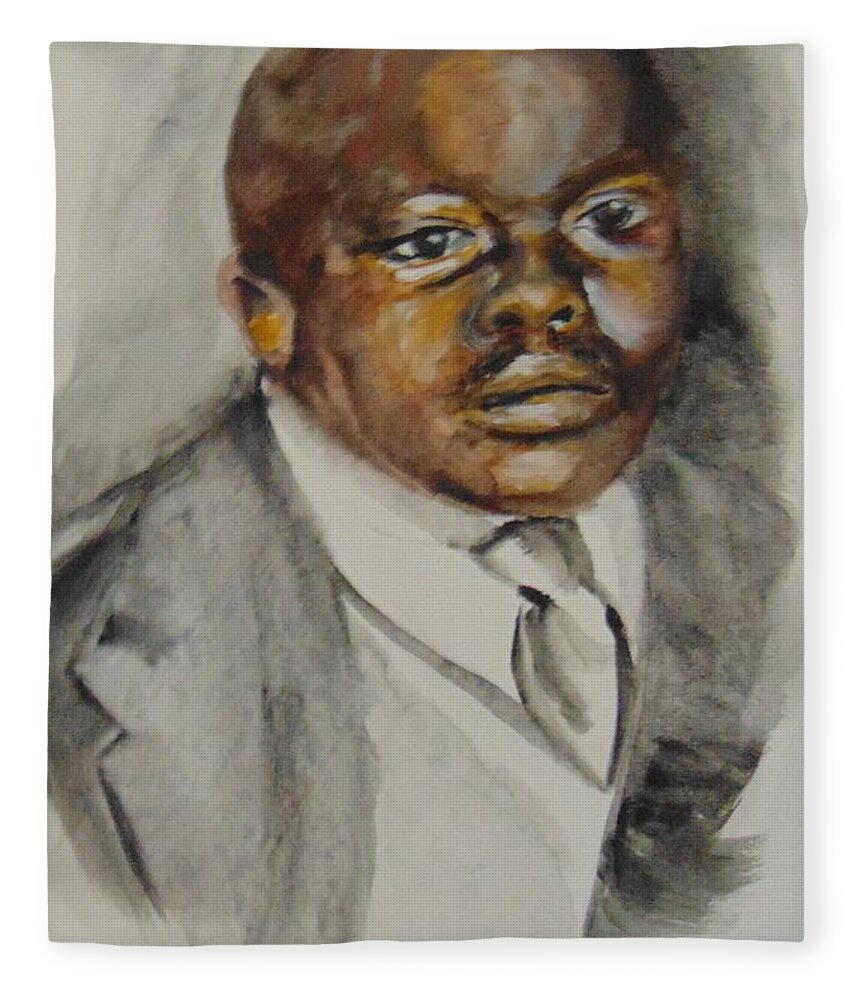 Marcus Garvey Fleece Blanket featuring the painting Marcus Garvey by Saundra Johnson