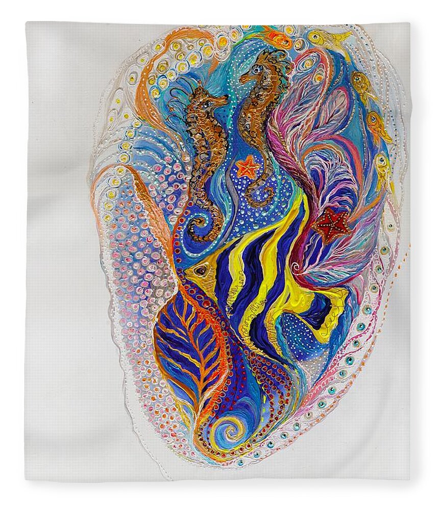 Sea Life Fleece Blanket featuring the painting Mare nostrum series #8 by Elena Kotliarker