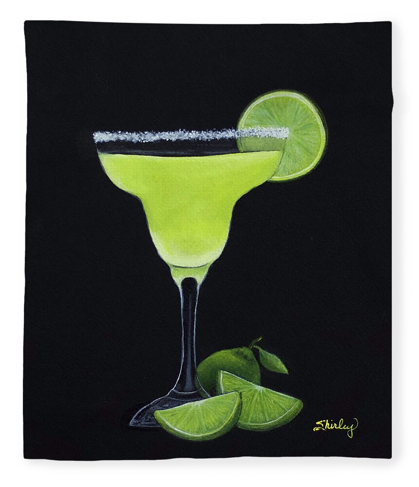 Margarita Fleece Blanket featuring the painting Margarita with Lime by Shirley Dutchkowski