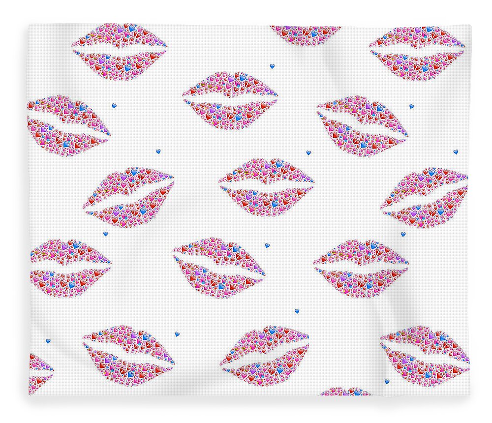 Facemask Fleece Blanket featuring the digital art Marilyn Kissy Kissy by Theresa Tahara