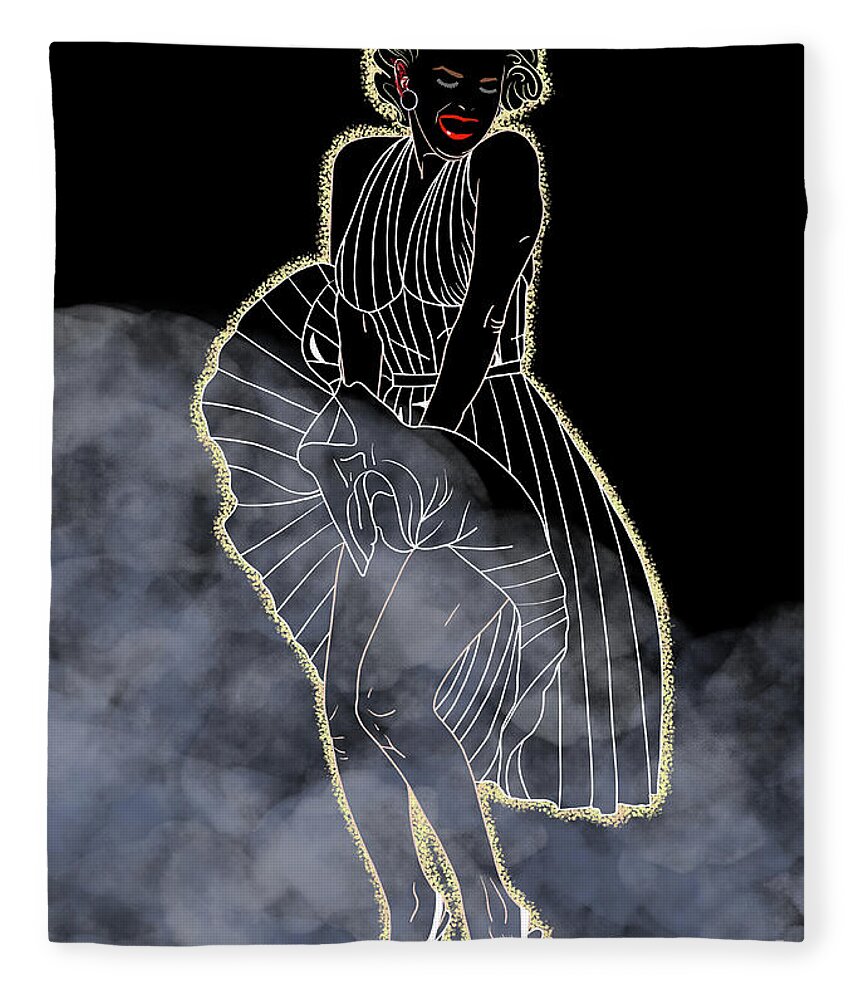 Marilyn Monroe Fleece Blanket featuring the digital art Marilyn Monroe Heaven by Marisol VB