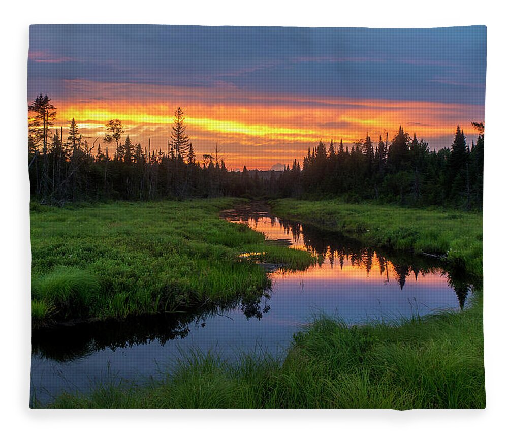 Marsh Fleece Blanket featuring the photograph Marsh Sunset Reflections by Chris Whiton