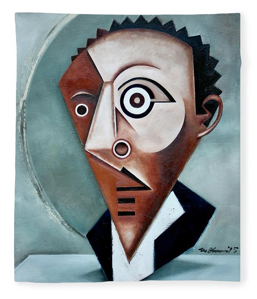 Langston Hughes Fleece Blanket featuring the painting Mask of the Black Pierrot / Langston Hughes by Martel Chapman