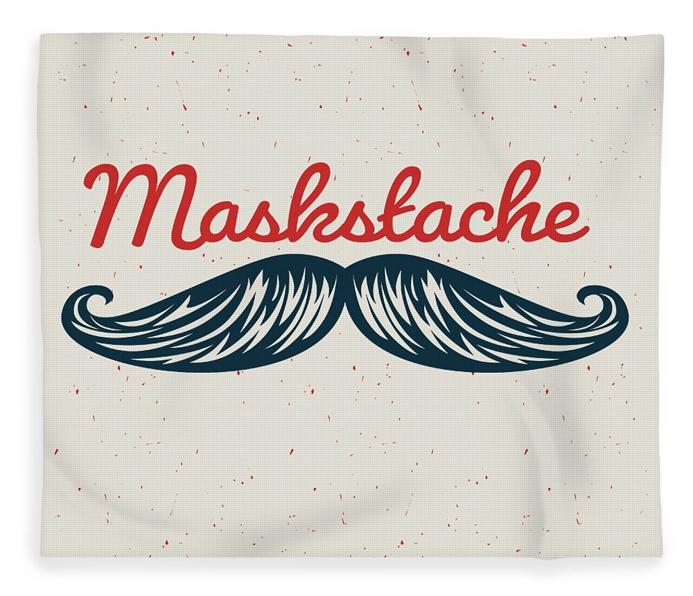 Maskstache Fleece Blanket featuring the digital art Masktache by Laura Ostrowski
