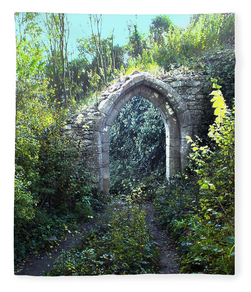 Ruin Fleece Blanket featuring the photograph Woodland Archway Ruin by Alan Ackroyd