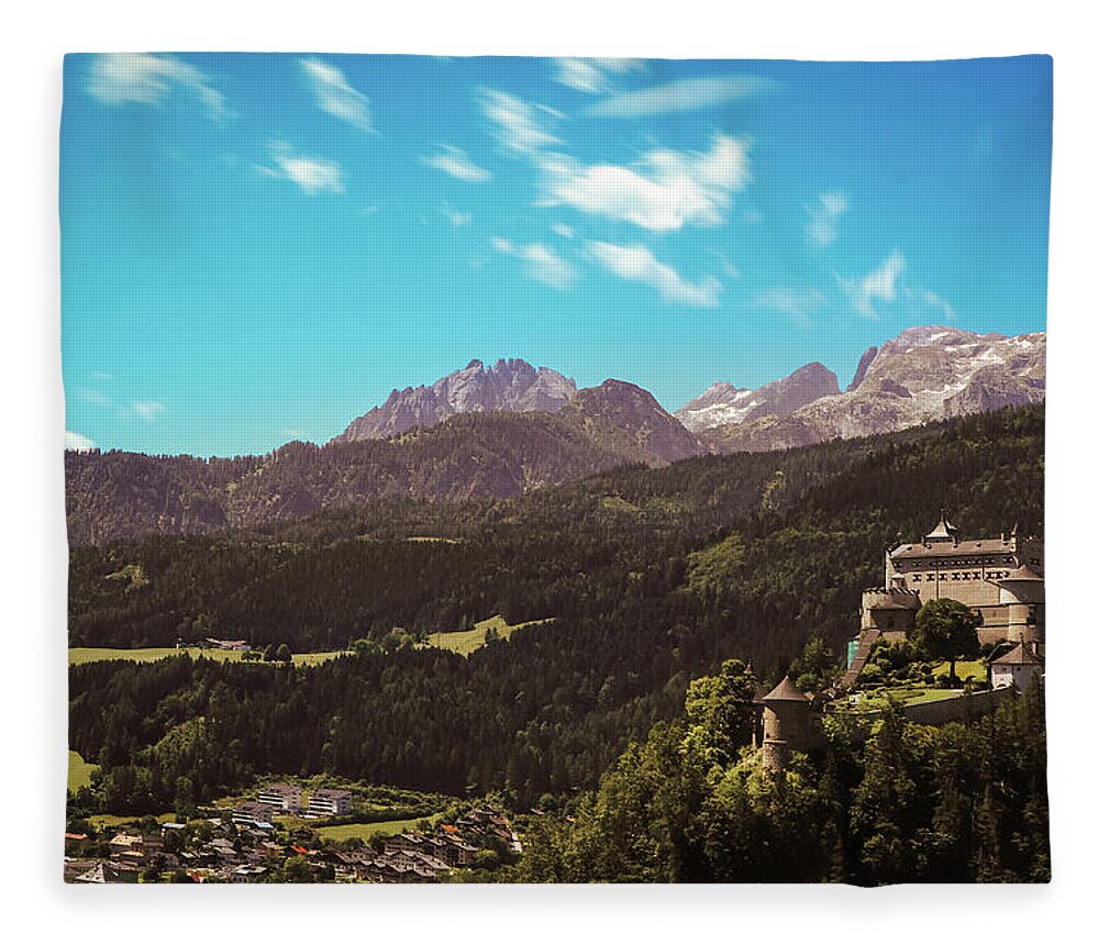 Reconstruction Fleece Blanket featuring the photograph Medieval Hohenwerfen Castle by Vaclav Sonnek