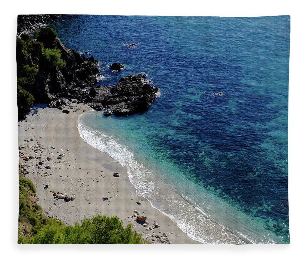 Andalucía Fleece Blanket featuring the photograph Mediterranean Blue by Gary Browne
