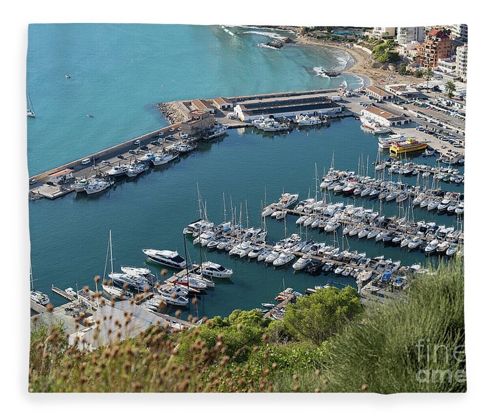 Mediterranean Fleece Blanket featuring the photograph Mediterranean coast and port in Calpe 1 by Adriana Mueller