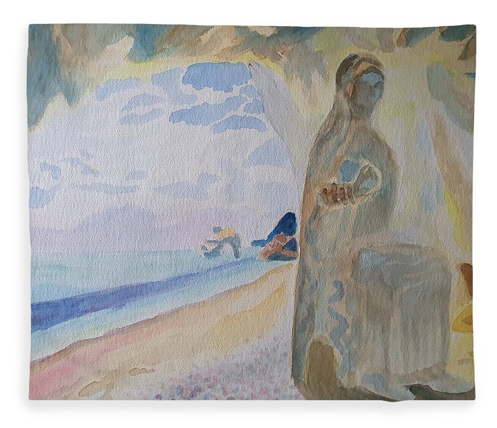 Sculpture Fleece Blanket featuring the painting Mediterranean Dream Cave by Enrico Garff