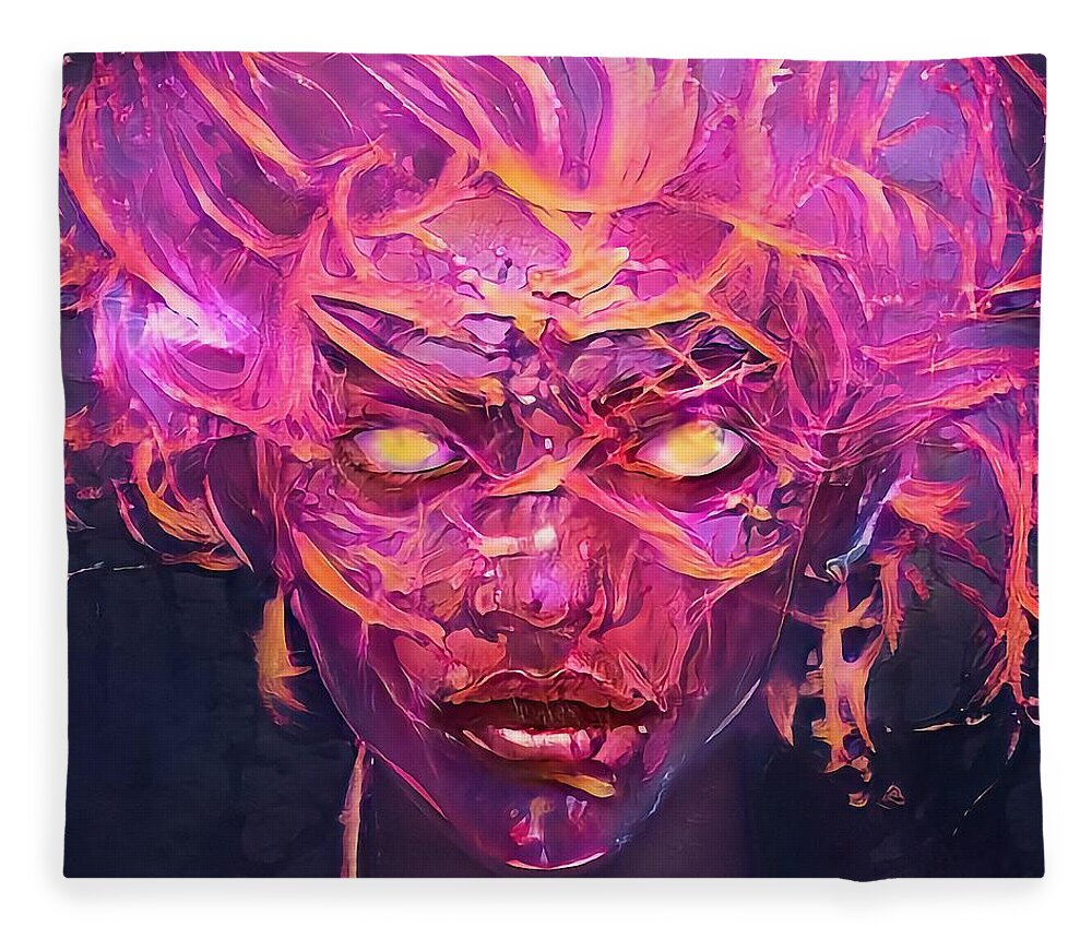 Medusa Fleece Blanket featuring the digital art Medusa by Skip Hunt
