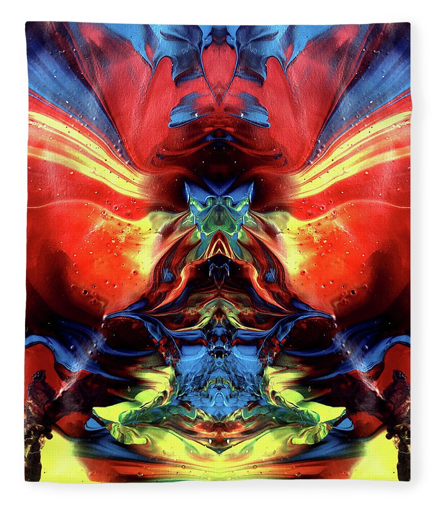 Abstract Fleece Blanket featuring the painting Mega Meditation Man by Stephenie Zagorski