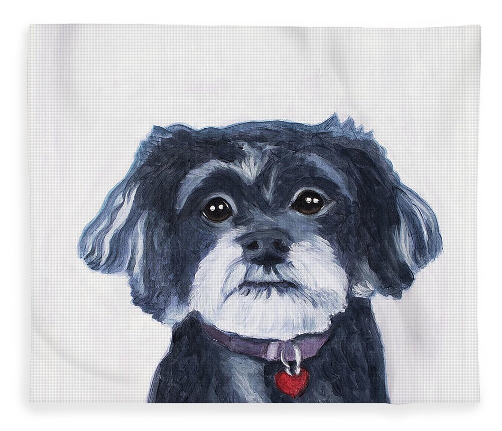 Poodle Fleece Blanket featuring the painting Megan by Pamela Schwartz