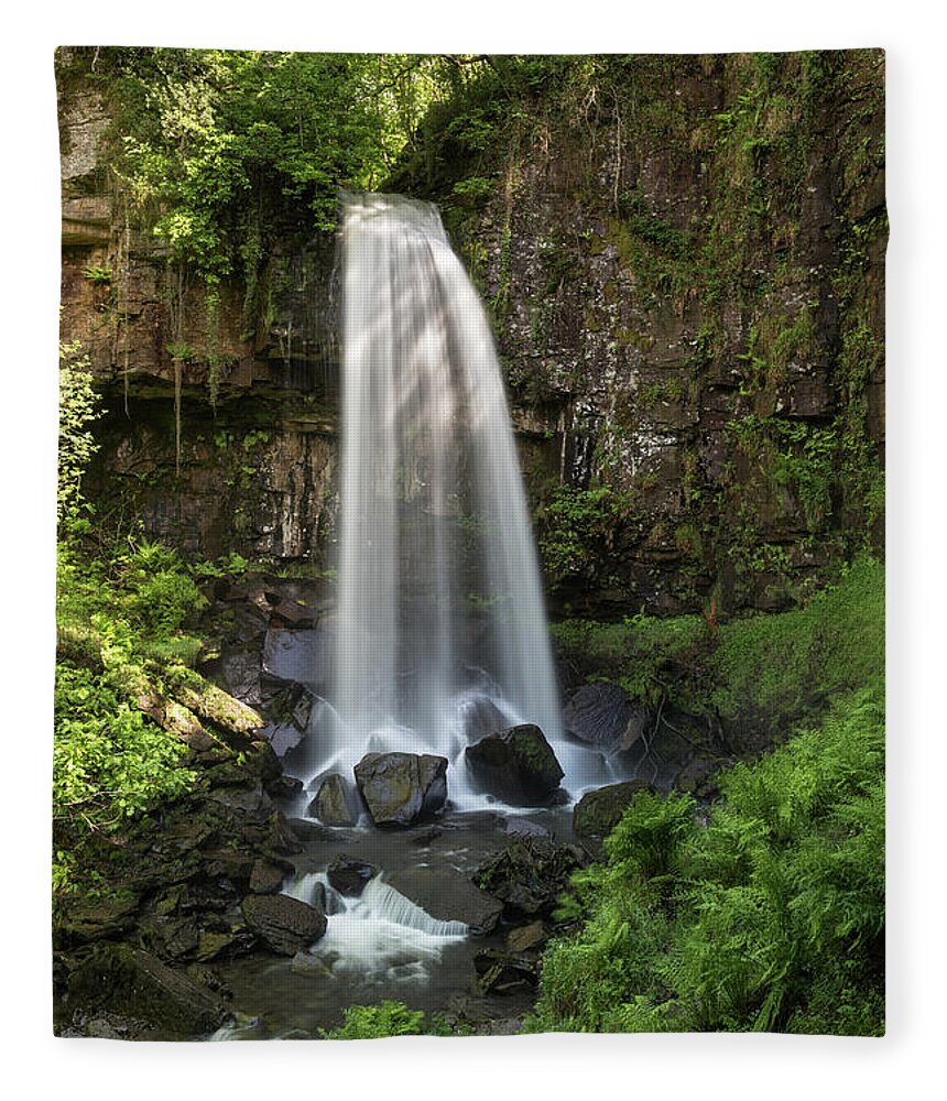 Wales Fleece Blanket featuring the photograph Melincourt Falls, Vale of Neath, South Wales,UK by Sarah Howard