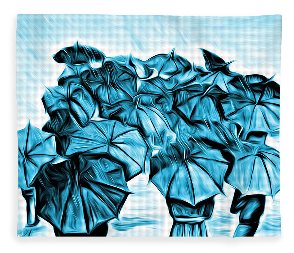 Umbrella Prints Fleece Blanket featuring the painting Melting Umbrellas by Kelly Mills