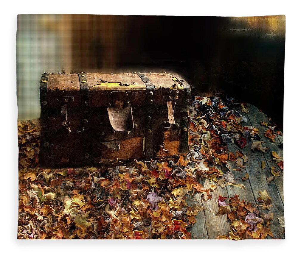 Trunk Fleece Blanket featuring the photograph Memories and Poems as Leaves on Eagle Pond by Wayne King