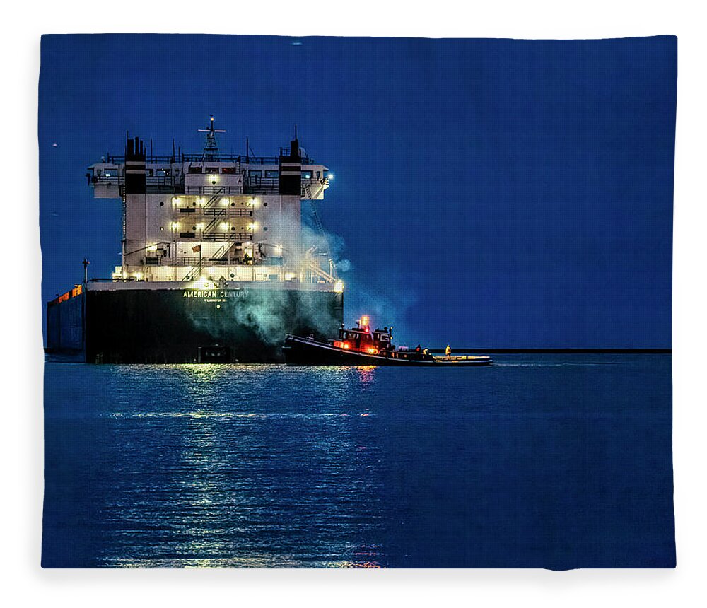 Port Of Milwaukee Fleece Blanket featuring the photograph Men at Work by Kristine Hinrichs