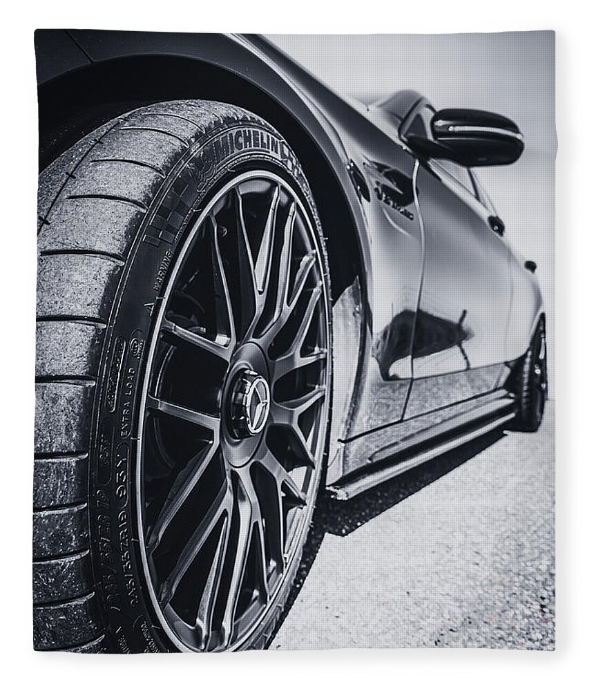 Black&white Fleece Blanket featuring the photograph Mercedes AMG Car by MPhotographer